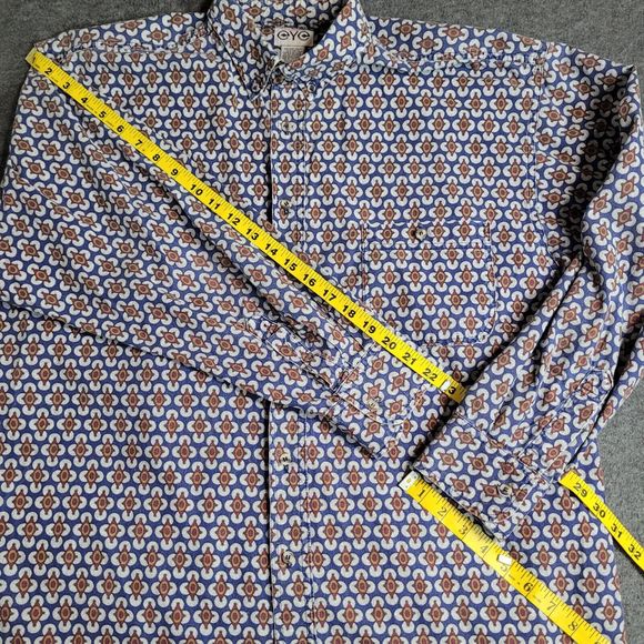 Red Eye Vintage Marc Daniels Mens L Button Down Long Sleeve Shirt Retro Pattern - Picture 5 of 9